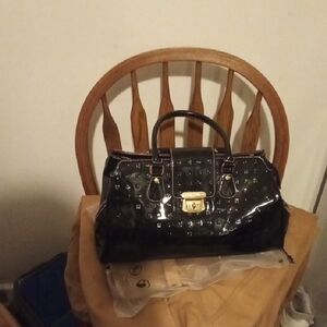 Arcadia Glossy Black Satchel